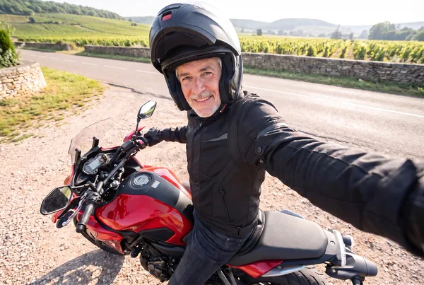 Gaétan sur sa moto